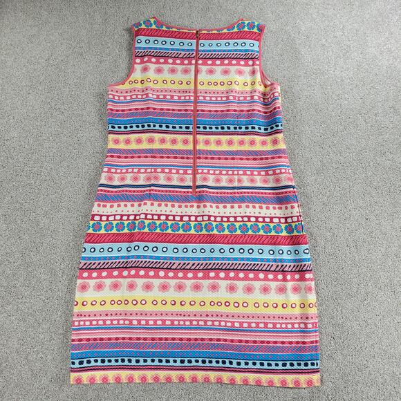 Talbots Dress 14 Pastel Textured Striped Floral Sleeveless Midi Easter Sprint - Picture 6 of 16